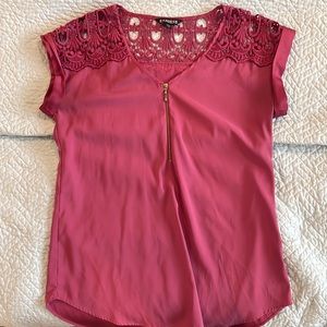 Rose pink zipper blouse size small from Express. Great condition!